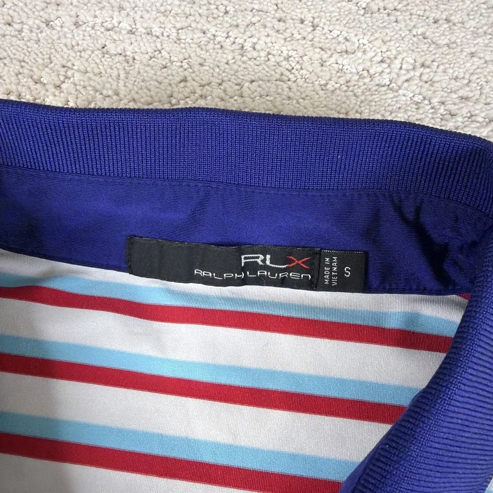Men's RLX Ralph Lauren Size Small Red White Blue Striped Performance Golf Polo